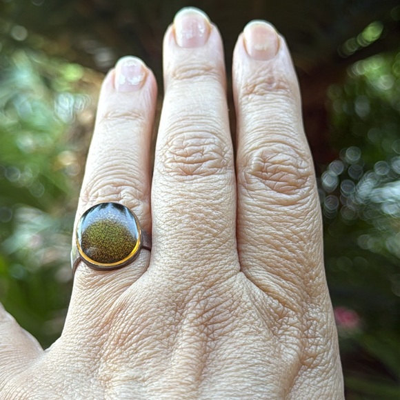 Vintage Silver Black Opal Ring